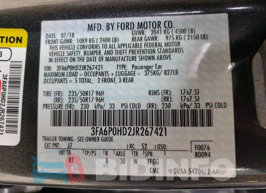 3FA6P0HD2JR267421 Photo# 12