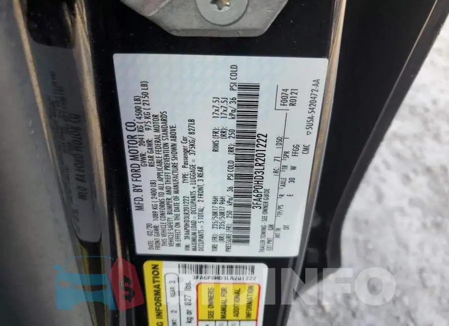 3FA6P0HD3LR201222 Photo# 12