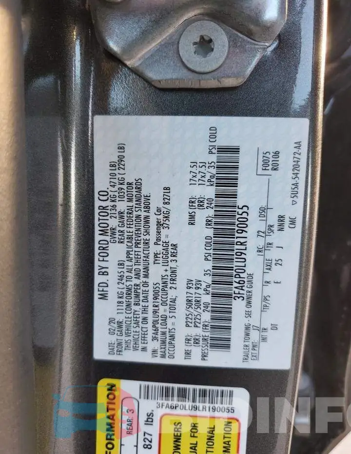 3FA6P0LU9LR190055 Photo# 12