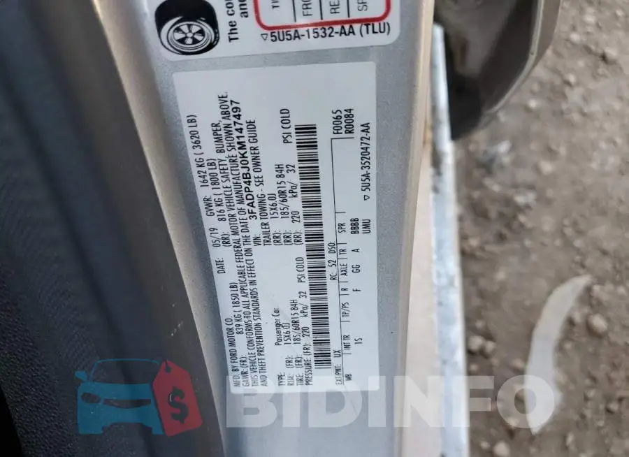 3FADP4BJ0KM147497 Photo# 12