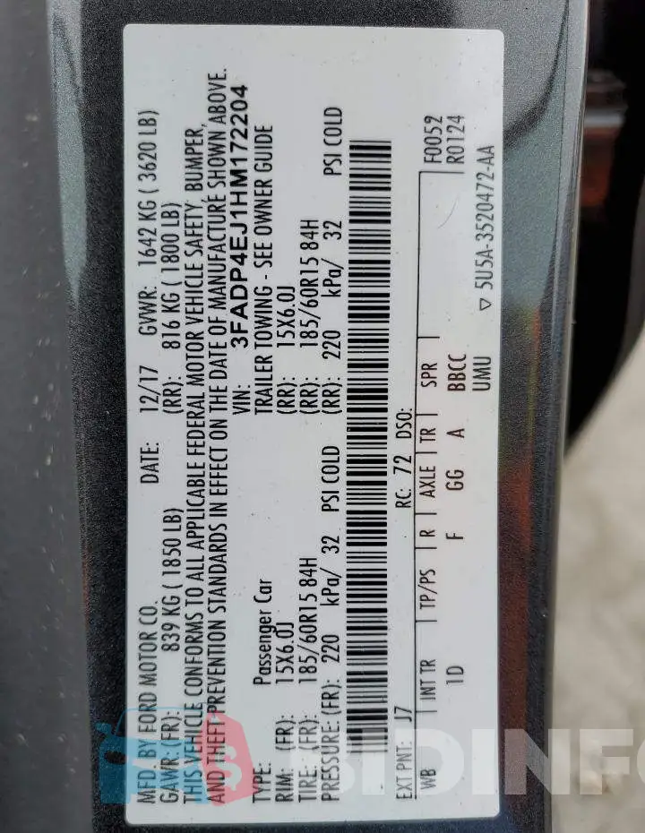 3FADP4EJ1HM172204 Photo# 12