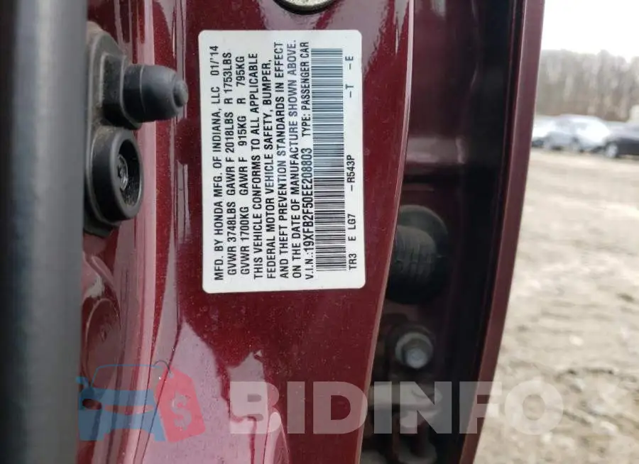 19XFB2F50EE208803 Photo# 12