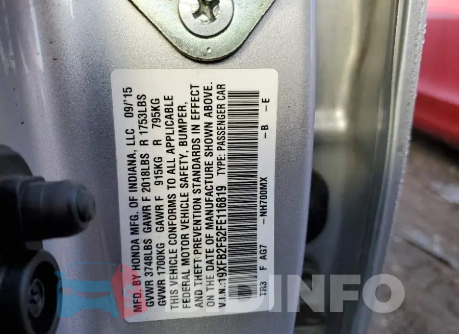 19XFB2F52FE116819 Photo# 10