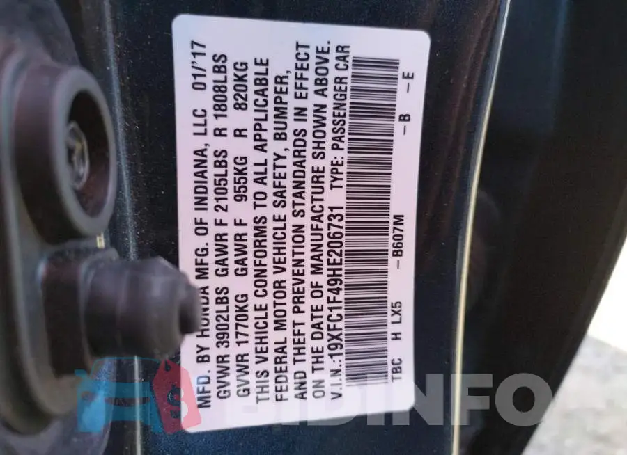 19XFC1F49HE206731 Photo# 12