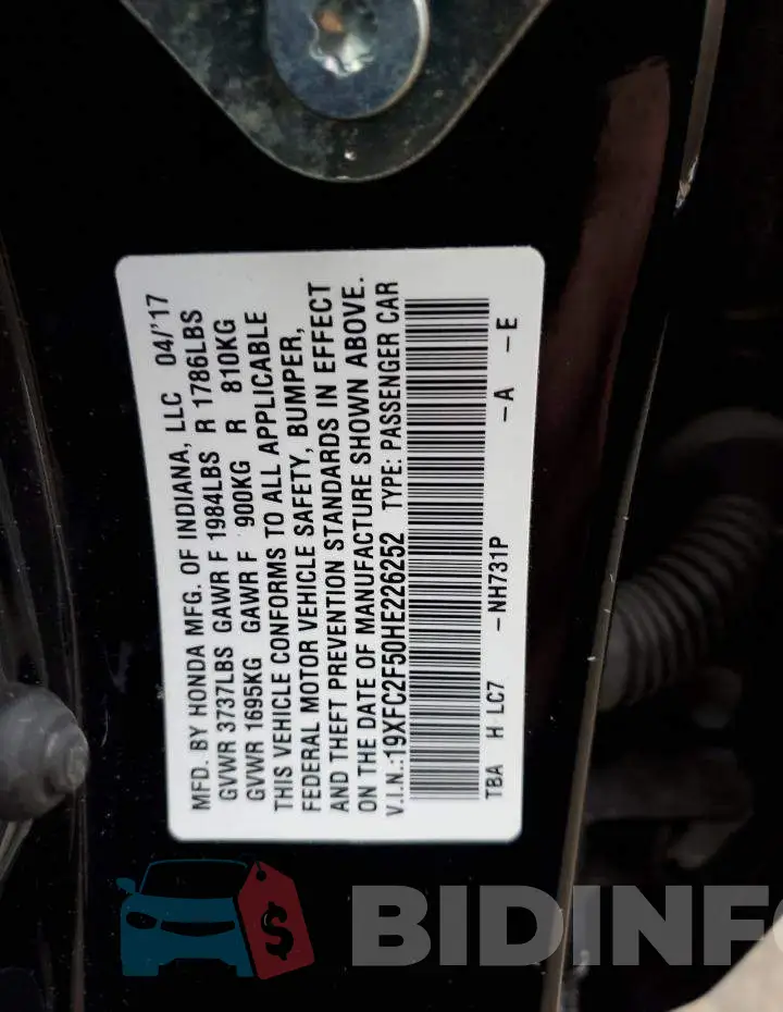 19XFC2F50HE226252 Photo# 12