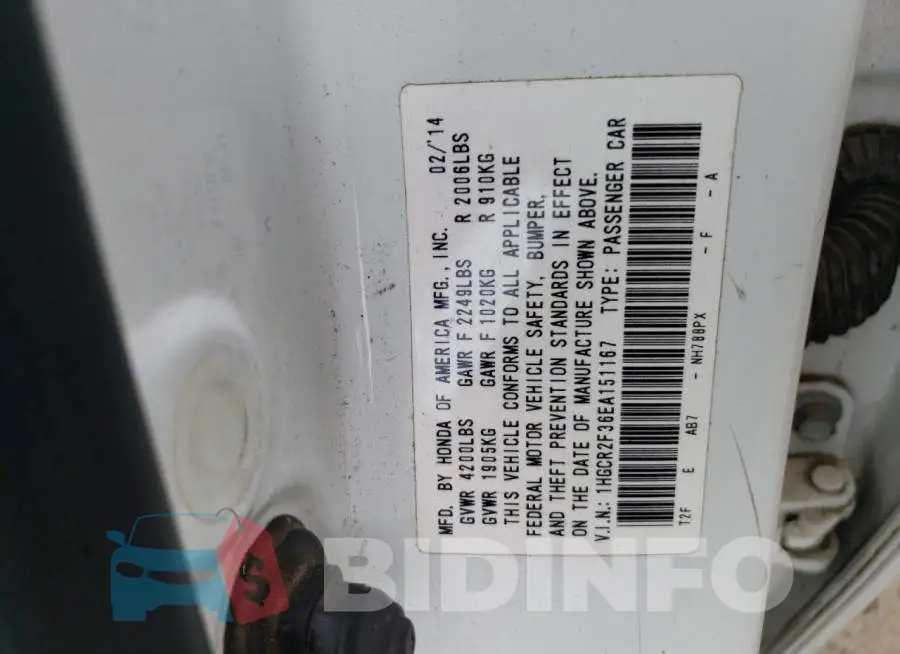 1HGCR2F36EA151167 Photo# 12