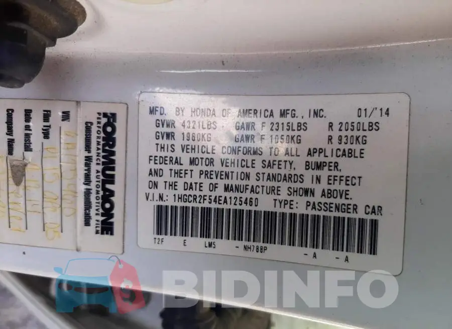 1HGCR2F54EA125460 Photo# 12