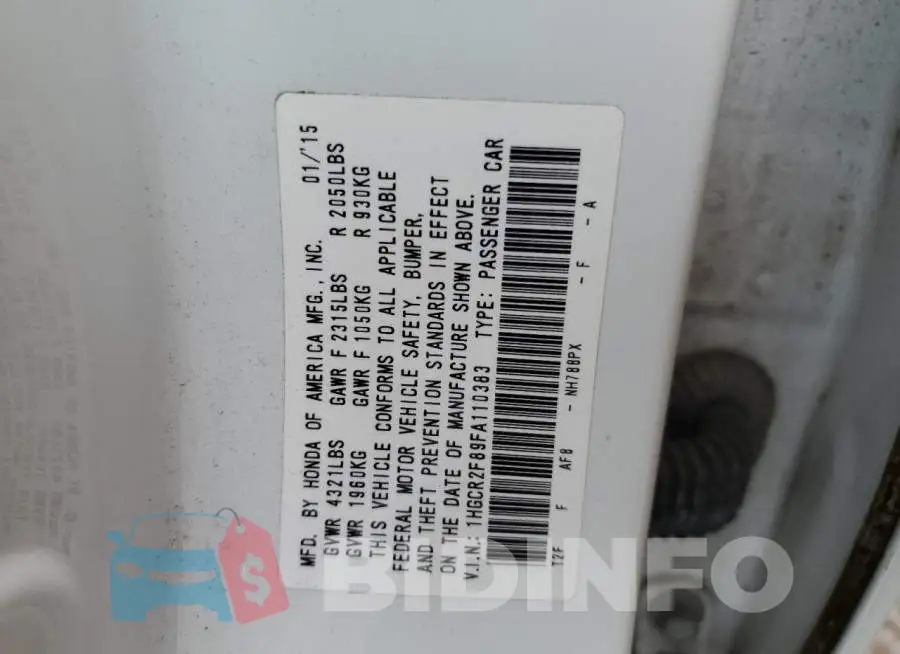 1HGCR2F89FA110383 Photo# 12
