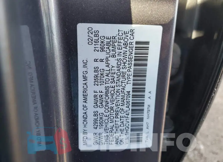 1HGCV1F47LA067094 Photo# 10