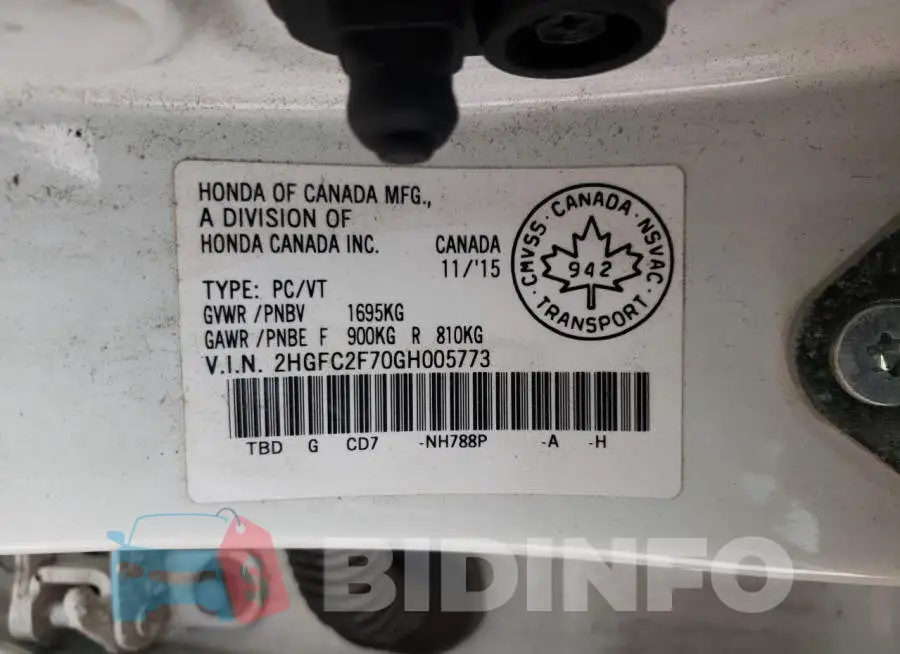 2HGFC2F70GH005773 Photo# 12