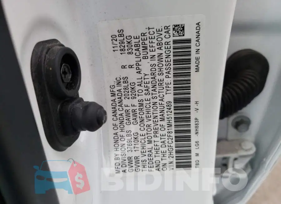 2HGFC2F81MH512489 Photo# 12