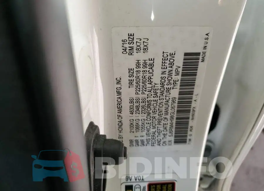 5J6RM4H98GL067969 Photo# 13