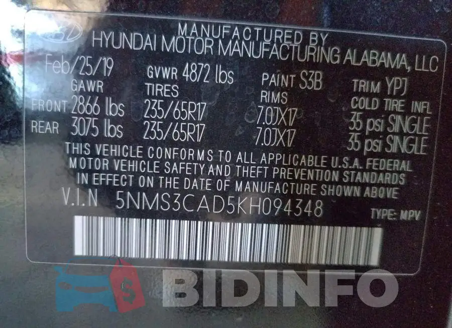 5NMS3CAD5KH094348 Photo# 13