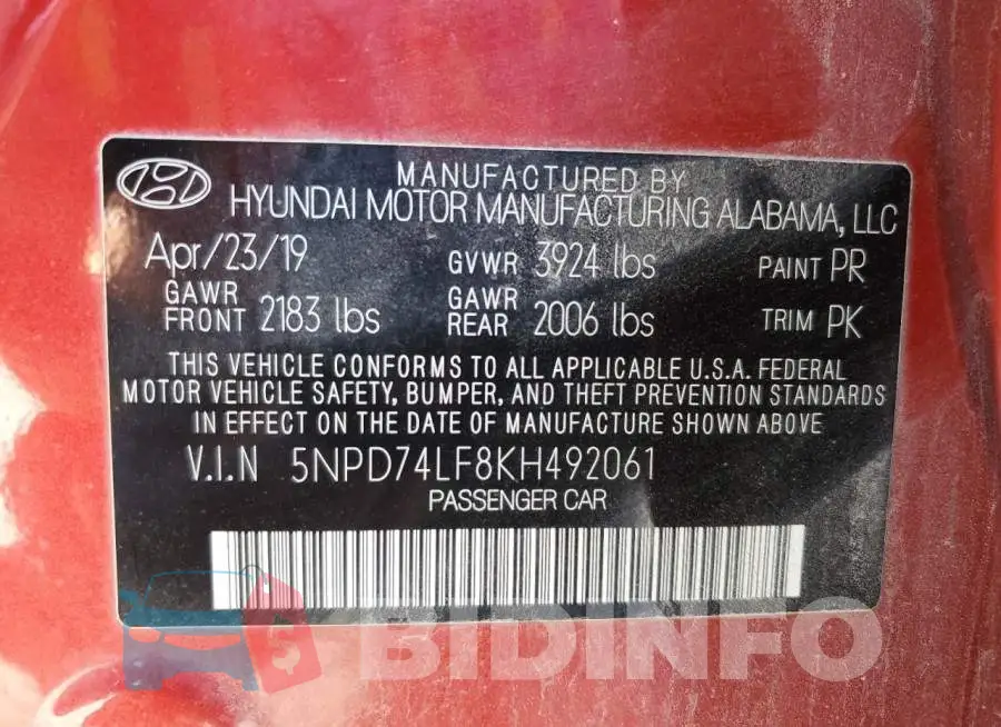 5NPD74LF8KH492061 Photo# 12