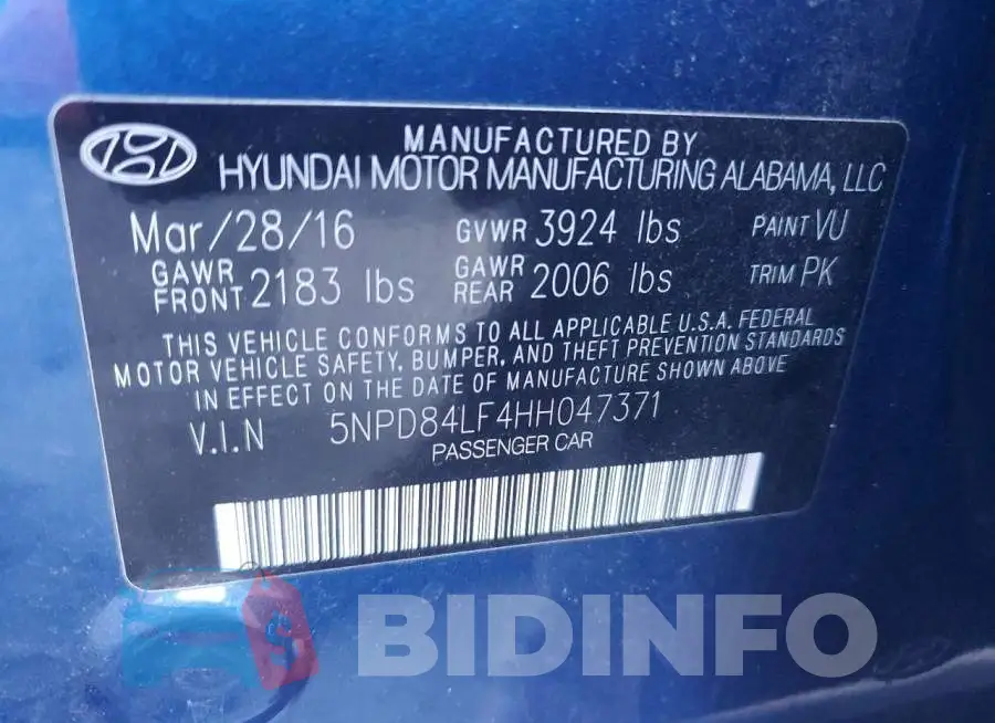 5NPD84LF4HH047371 Photo# 12