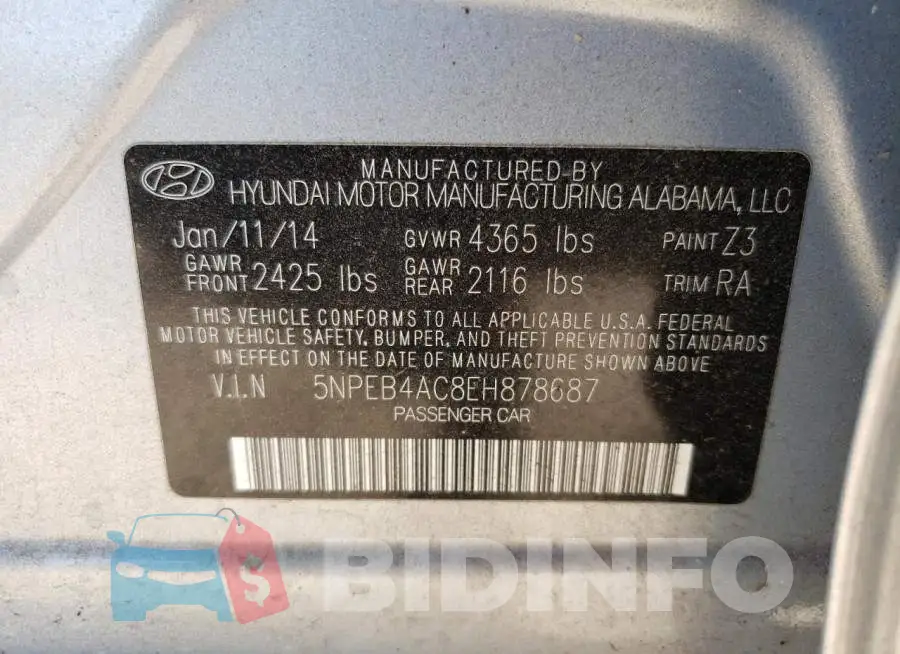 5NPEB4AC8EH878687 Photo# 12