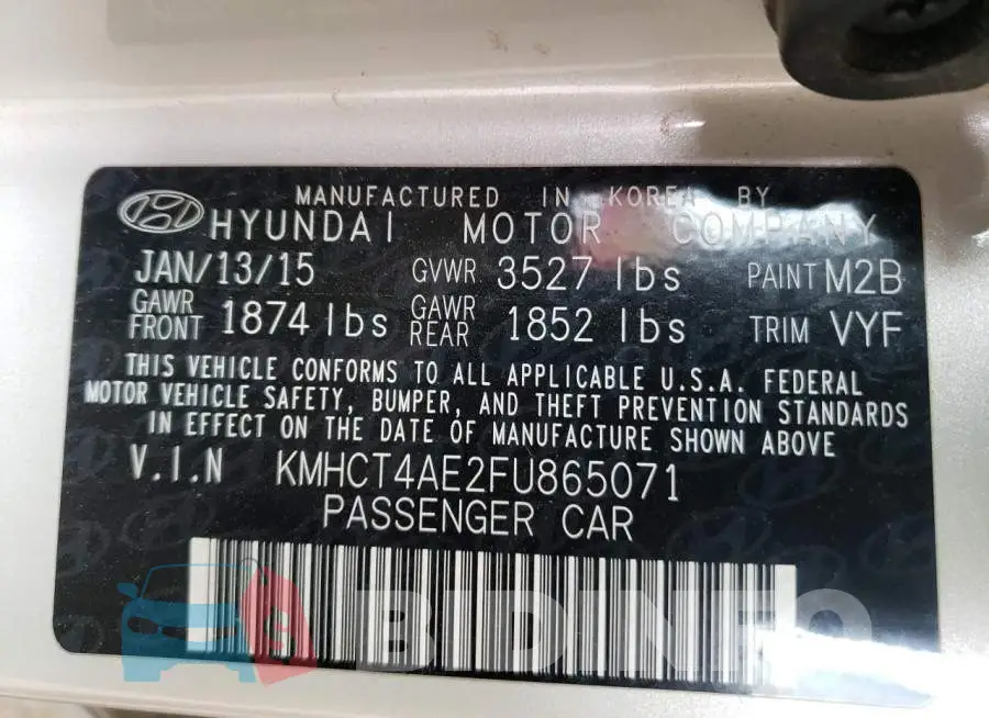 KMHCT4AE2FU865071 Photo# 10