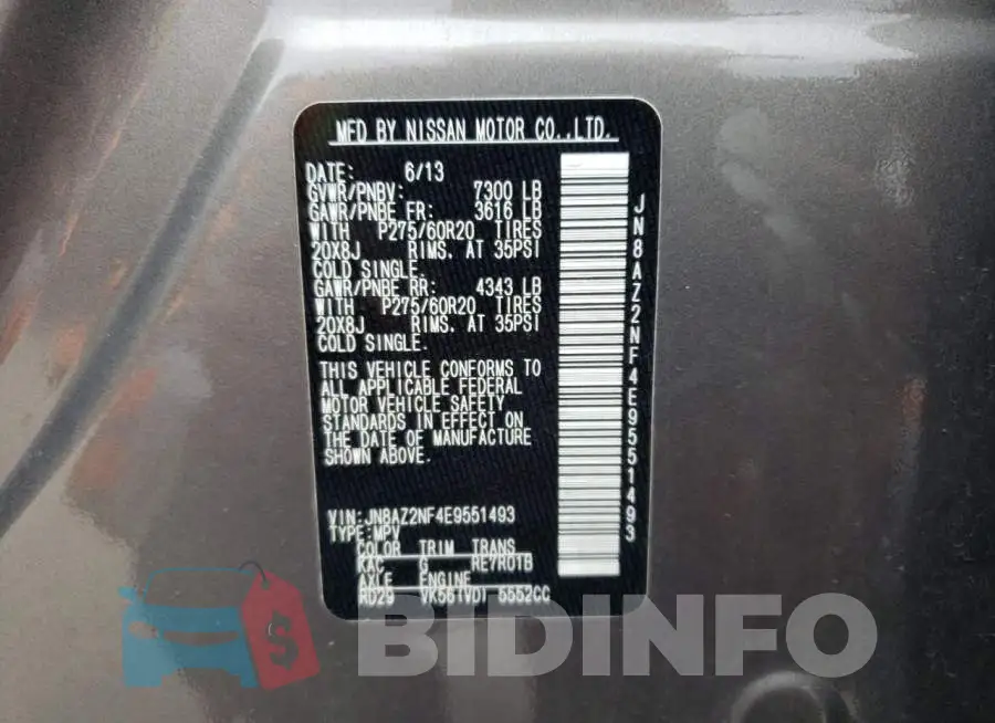 JN8AZ2NF4E9551493 Photo# 13