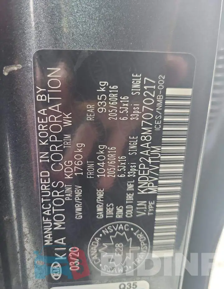 KNDEP2AA8M7070217 Photo# 13