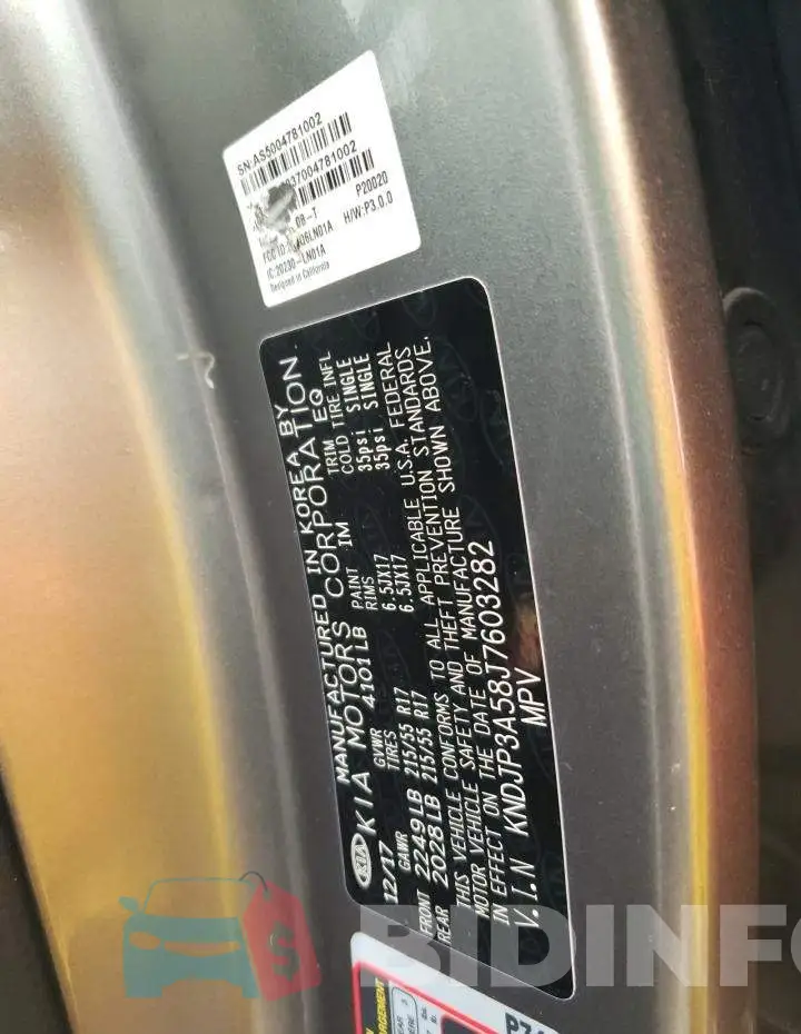 KNDJP3A58J7603282 Photo# 12