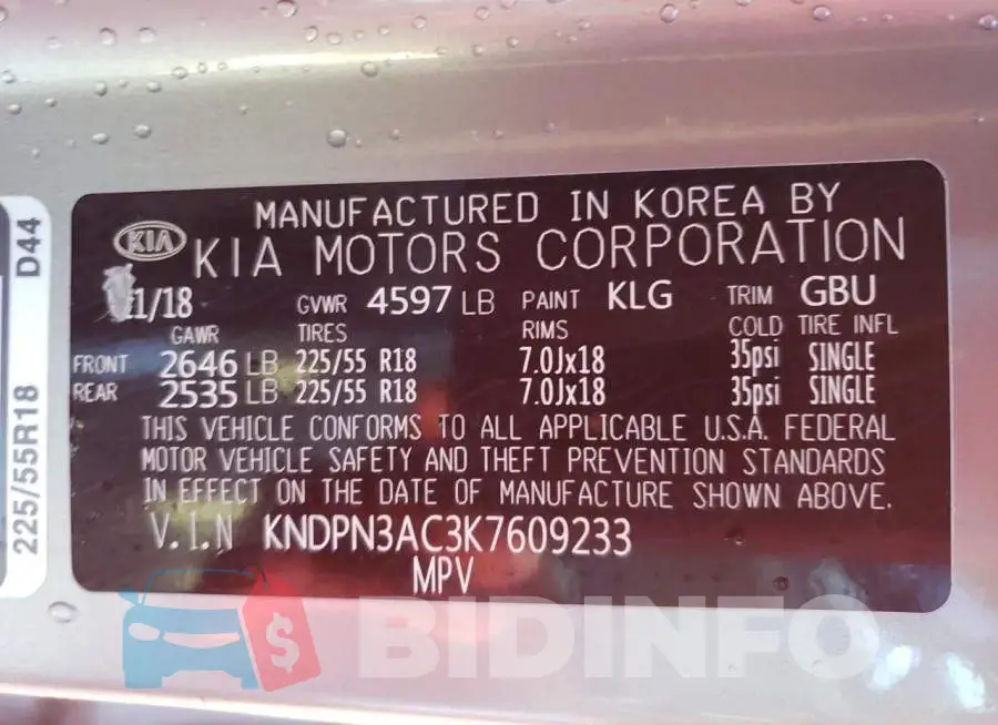 KNDPN3AC3K7609233 Photo# 13