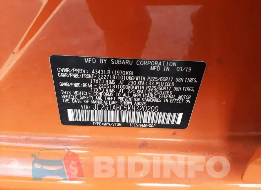 JF2GTABC5KH320200 Photo# 12