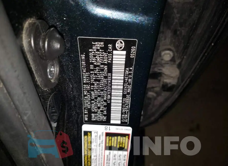 4T1BK1EB3FU149938 Photo# 12