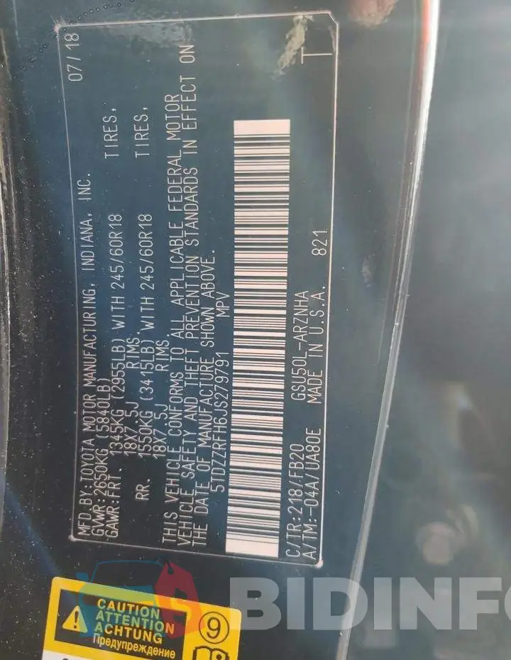 5TDZZRFH6JS279791 Photo# 13