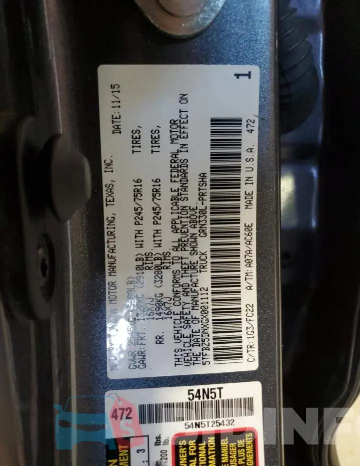 5TFBZ5DNXGX001112 Photo# 12