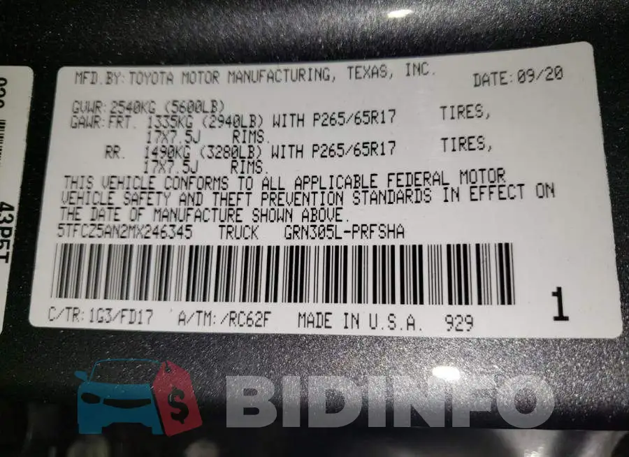 5TFCZ5AN2MX246345 Photo# 10