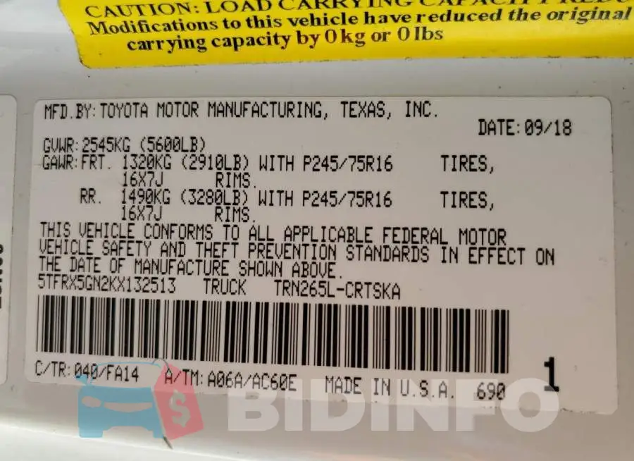 5TFRX5GN2KX132513 Photo# 12