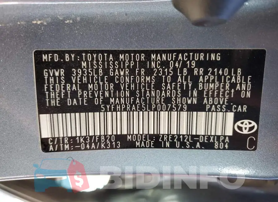 5YFHPRAE5LP007579 Photo# 12