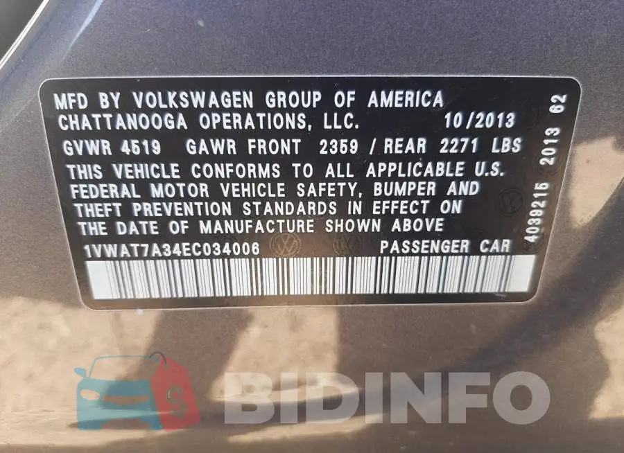 1VWAT7A34EC034006 Photo# 12