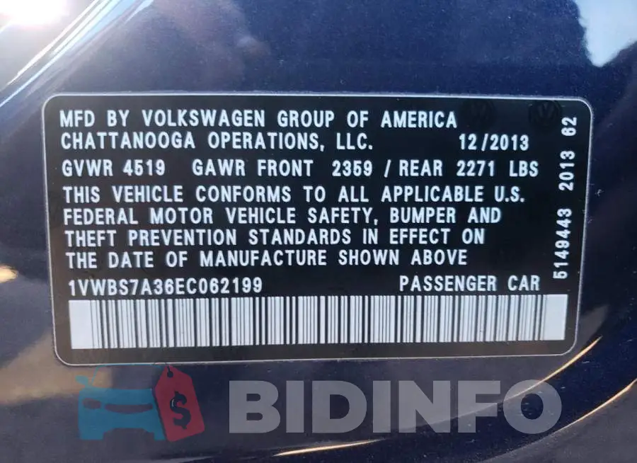 1VWBS7A36EC062199 Photo# 12