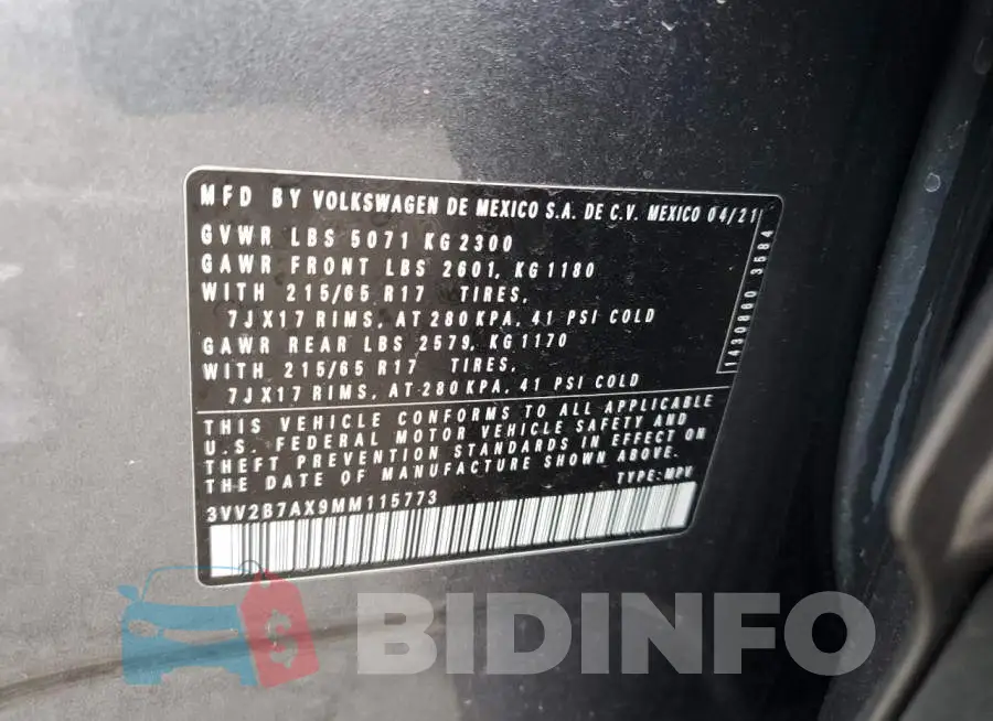 3VV2B7AX9MM115773 Photo# 13