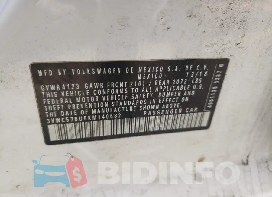 3VWC57BU5KM140582 Photo# 13