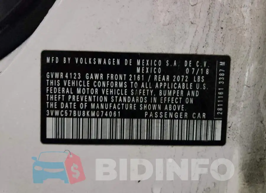 3VWC57BU8KM074061 Photo# 12