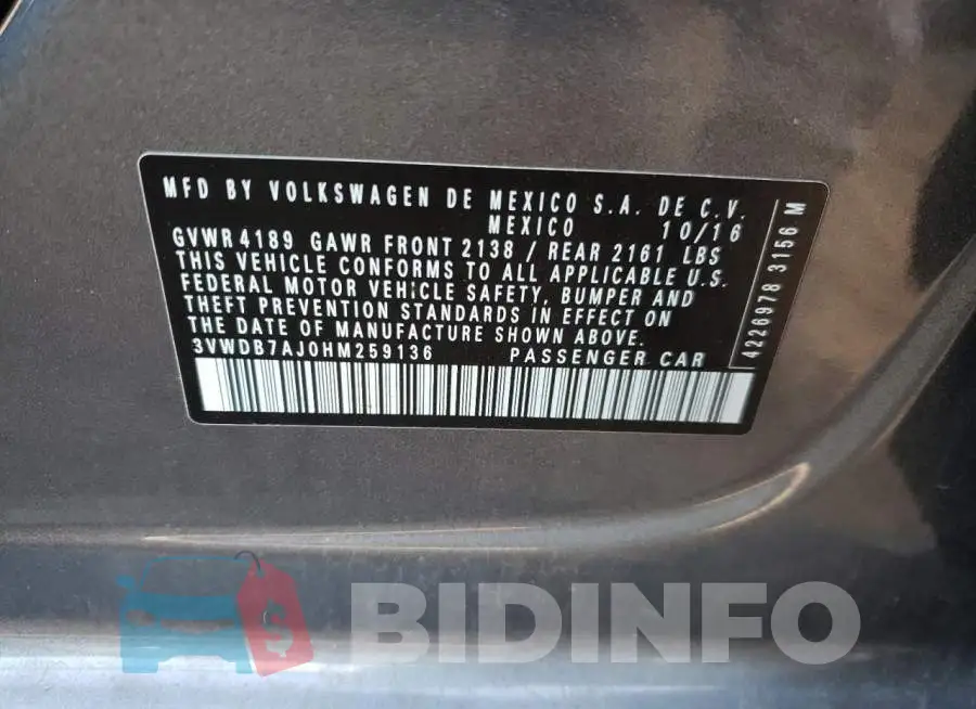 3VWDB7AJ0HM259136 Photo# 10