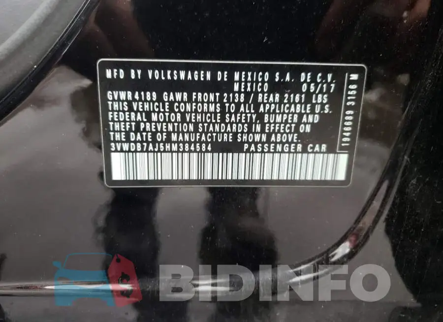 3VWDB7AJ5HM384584 Photo# 10