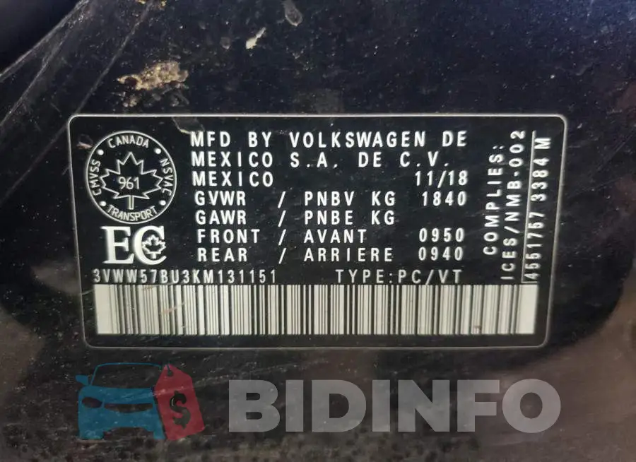 3VWW57BU3KM131151 Photo# 13