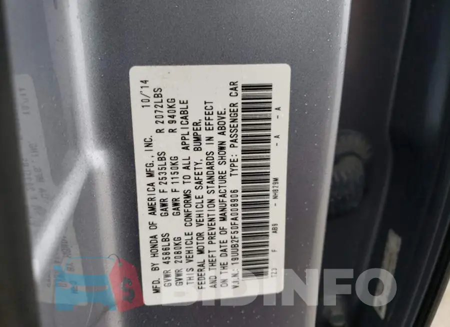 19UUB2F50FA008906 Photo# 12