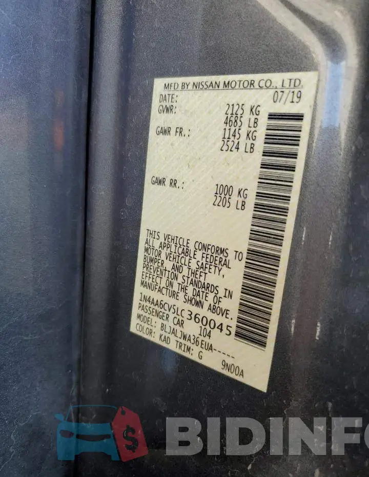 1N4AA6CV5LC360045 Photo# 12