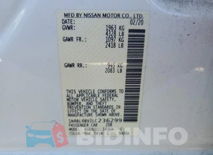 1N4BL4BV2LC236299 Photo# 12