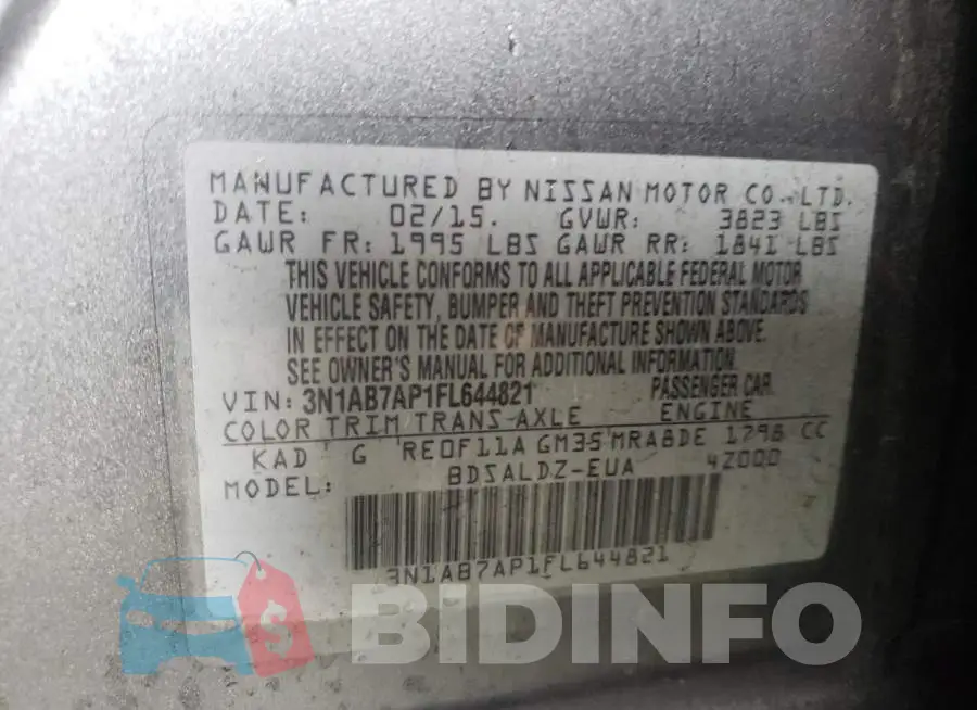 3N1AB7AP1FL644821 Photo# 10