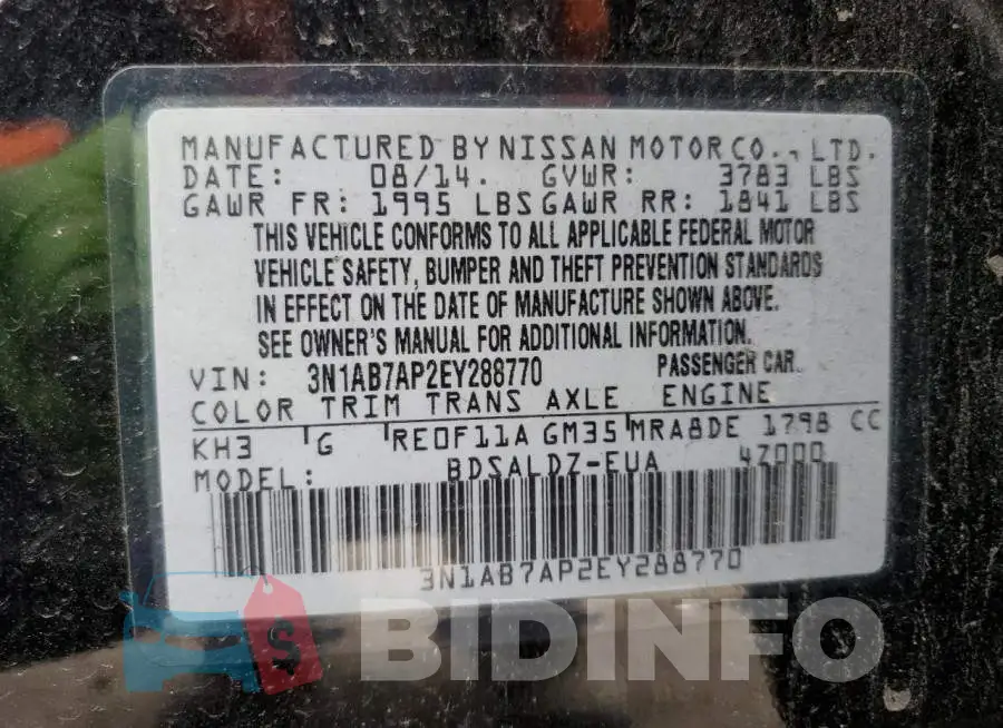 3N1AB7AP2EY288770 Photo# 12
