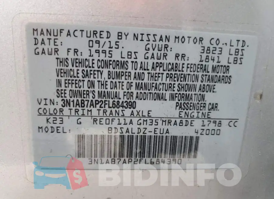 3N1AB7AP2FL684390 Photo# 13
