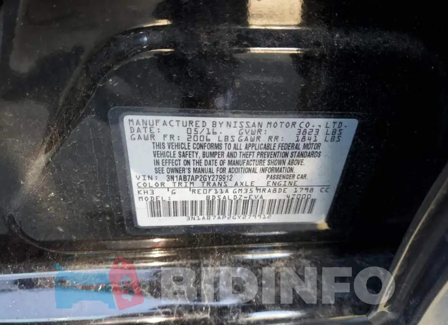 3N1AB7AP2GY279912 Photo# 12