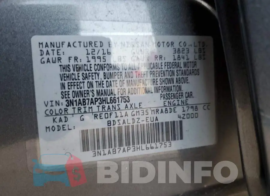 3N1AB7AP3HL661753 Photo# 12