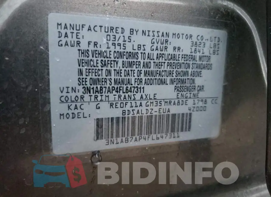 3N1AB7AP4FL647311 Photo# 12