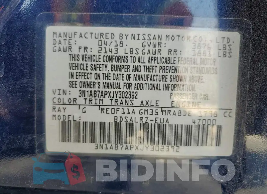 3N1AB7APXJY302392 Photo# 12